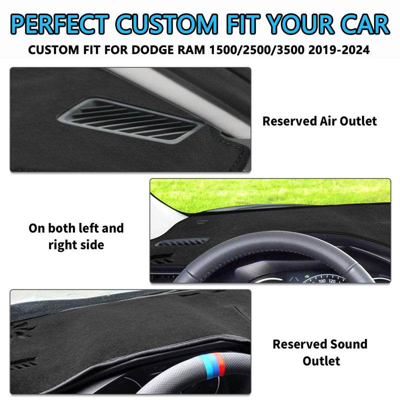 Dash Cover Mat for 2022-2024 2025 Jeep Compass Dashboard Cover Mat Dash Carpet Protector Custom Fit Center Console Cover Sunshade Protector Compass Accessories Pad No Glare (Black) for Compass 2022-2025