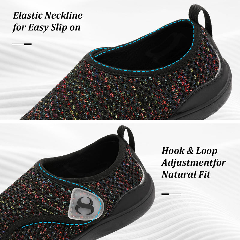 Womens Walking Shoes Comfortable Wide Diabetic Shoes Adjustable Zero Drop Edema Shoe Breathable Neuropathy Nursing Shoes Casual Wide Width Sneakers 10 Wide Mixblack
