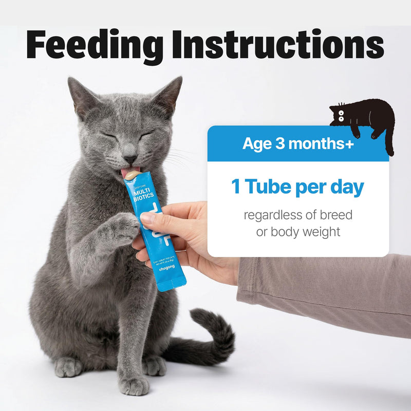 Cat Probiotics – Lickable Digestive Health Supplement – Multi-biotics for Digestion & Gut Support, Diarrhea, Constipation & Gas – Daily for Cats, Chicken Flavor, 30 Tubes