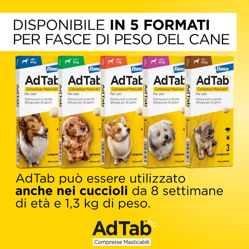 AdTab chewable tablets for dogs from 2.5 - 5.5 kg - 3 tablets dog 2.5kg - 5.5kg - BeesActive Australia