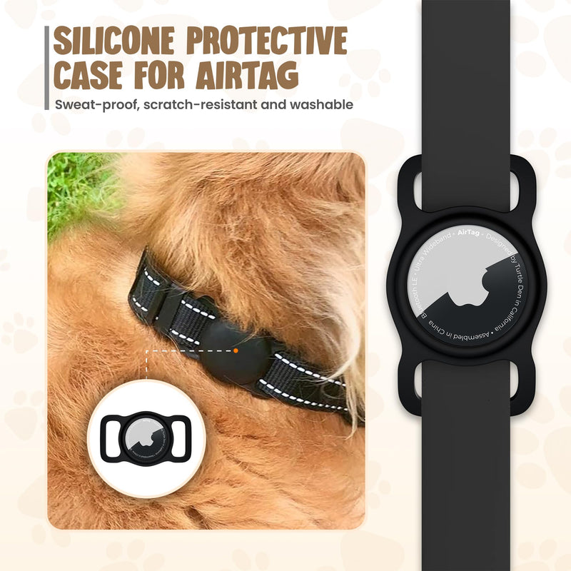 Airtag Dog Collar Holder | Waterproof Airtag Holder for Dog Collar | Pet Airtag Holder - Cat, Dog Airtag Holder | Air Tag Dog Collar Airtag Holder - 2 Pack Black - BeesActive Australia