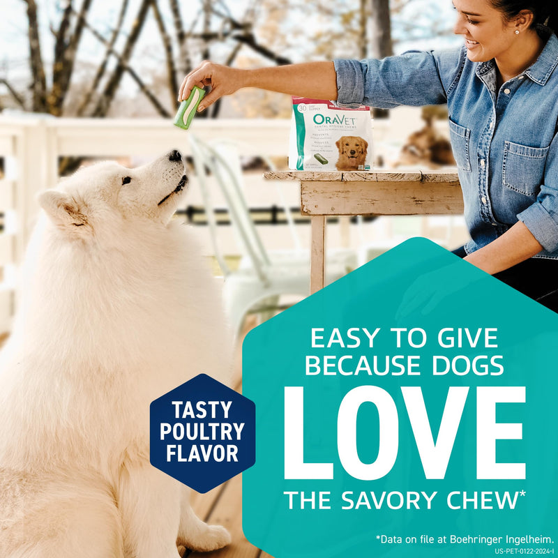 OraVet Dental Chews for Dogs, Oral Care and Hygiene Chews (Extra Small Dogs, 3.5-9 lbs.) Yellow Pouch, 30 Count 12.2 Ounce (Pack of 1) - BeesActive Australia