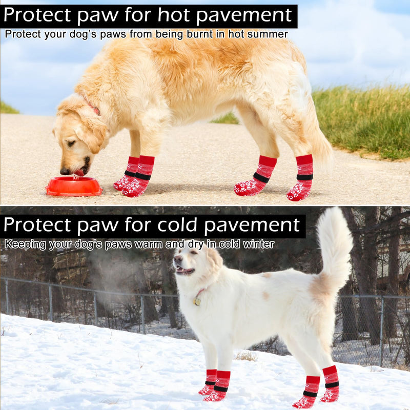 EXPAWLORER Anti Slip Dog Socks to Prevent Licking Paws, Dog Shoes for Hot Pavement, Dog Booties for Small Medium Large Senior Dogs, Traction Control Dog Boots & Paw Protectors for Hardwood Floors-Red Small (4 Count) Red - BeesActive Australia