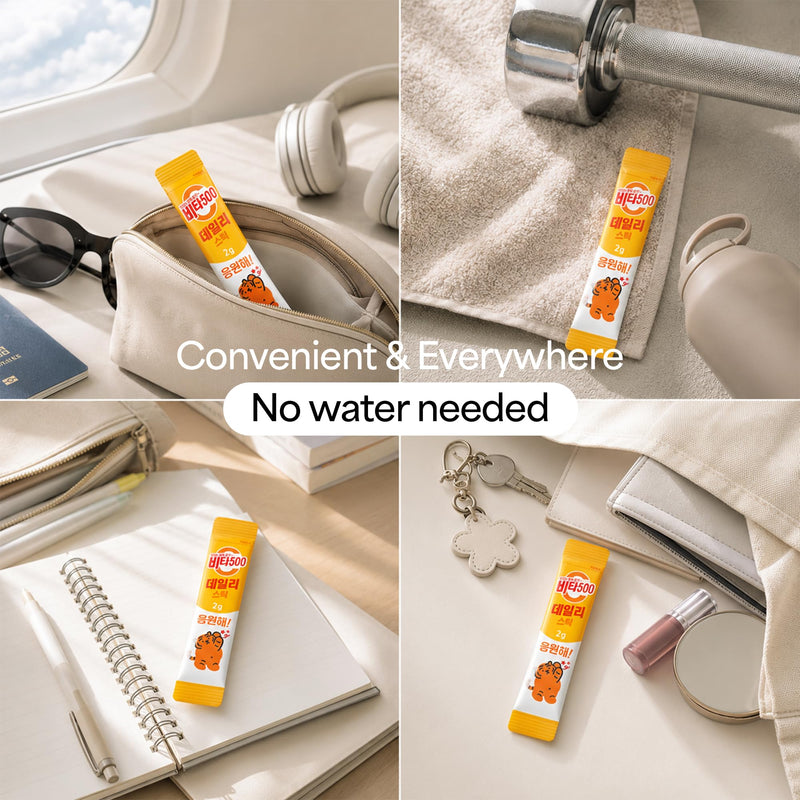 KWANGDONG Vita500 Daily Vitamin C 500mg & B Complex Powder, 70 Stick Packs 70 Sticks