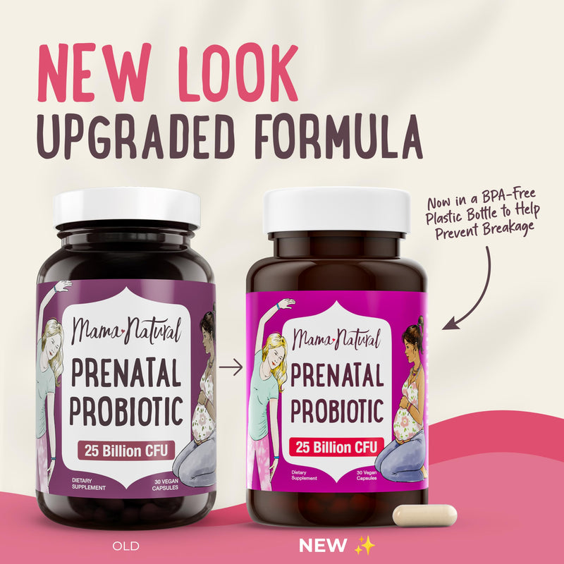 Mama Natural Prenatal Probiotics for Women – Gut & Immune Support for Pregnancy, Breastfeeding & Postpartum* | 25 Billion CFU, 12 Strain Probiotic & Prebiotic Blend to Support Mom and Baby