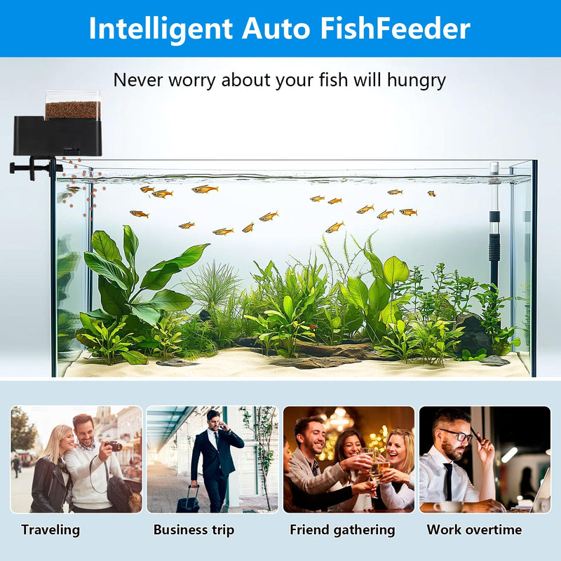AQQA Automatic Fish Feeder, Intelligent Fish Feeder Auto Dispenser for Aquarium Tank with Adjustable Food Outlet, 250ml Large Capacity, Timer Fish Food Vacation Feeder for Weekend or Business Trip - BeesActive Australia