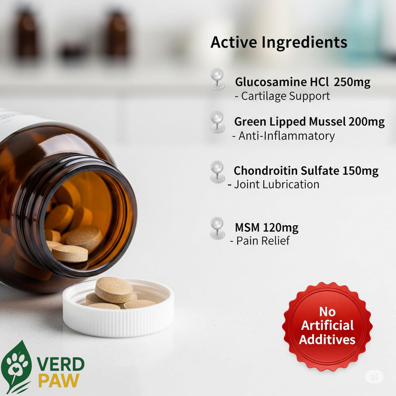 Dog joint supplements for dogs – Hip & joint care for dogs with glucosamine for dogs, Chondroitin, MSM & Green Lipped Mussel – Mobility, Flexibility & Stiffness Support – 120 Tablets – No Additives