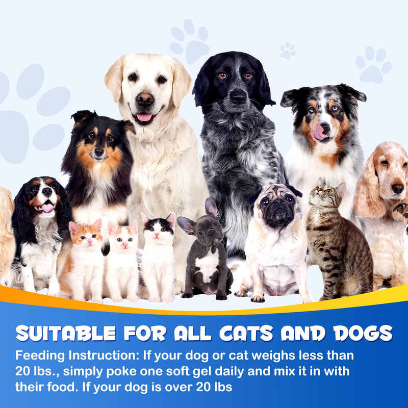 Pets Wild Alaskan Salmon Oil For Dogs, Cats, Dog Supplement Supports Dog Skin And Coat, rich in Omega-3-6 and in EPA and DHA, Food Supplements for Itchy Skin, Coat, Joint Care（120 SOFT GEL）…