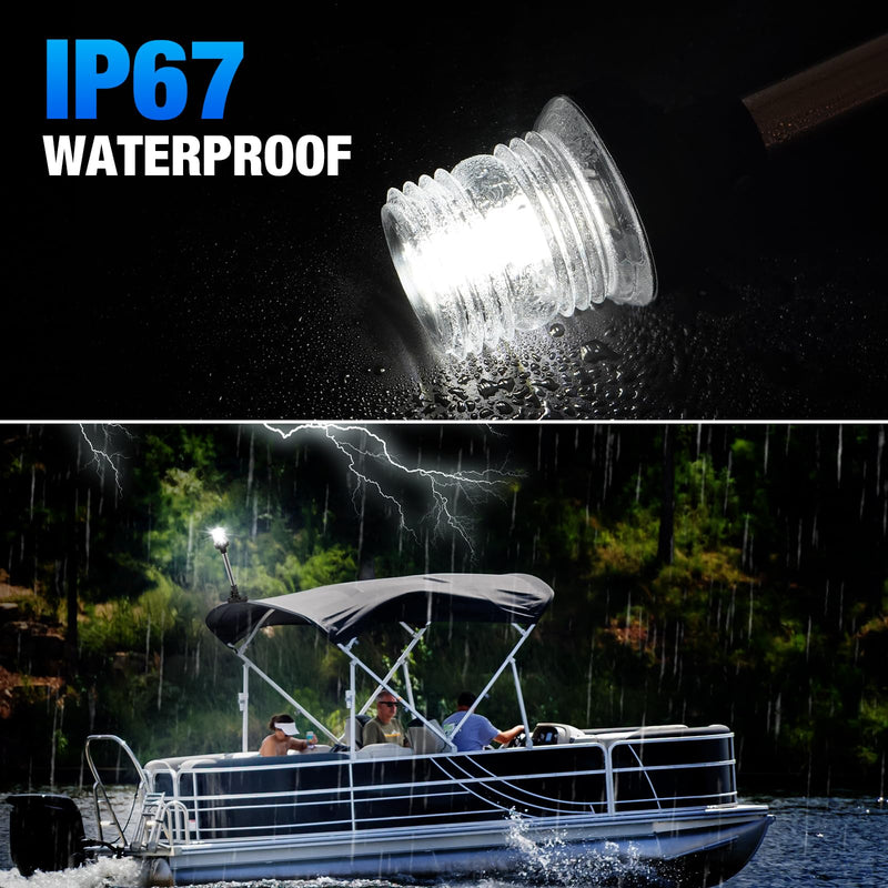 18 Inch Stern Light Bimini Top Anchor Light, LED Pontoon Navigation Lights Waterproof IP67, 3 NM Visibility White Fold Down Rear Boat Lights for Jon Boat, Small Boats, Fishing Boats (12~24V) 18 Inches - BeesActive Australia