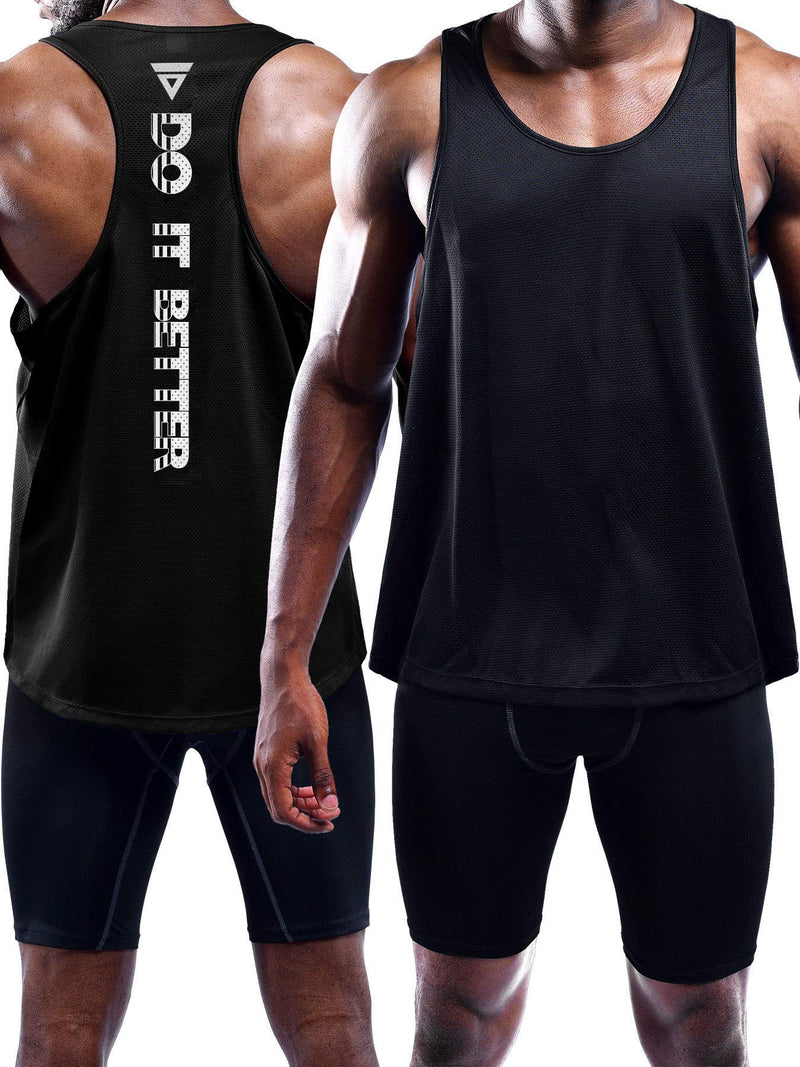 Boyzn Men's 1, 3 or 5 Pack Y-Back Workout Tank Tops, Athletic Muscle Gym Tank Tops, Fitness Bodybuilding Sleeveless T-Shirts Medium 3 Pack-black/Gray/Dark Grey - BeesActive Australia
