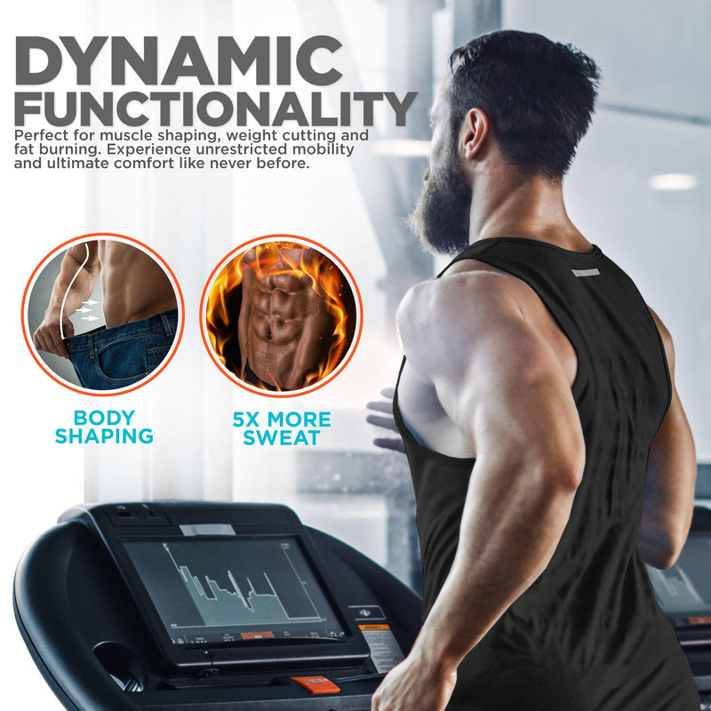 RDX Men Sauna Vest, Sweat Workout Shirt, Waist Trainer, Corset, Compression Body Shaper Zipper and Seamless Black Zipper Medium