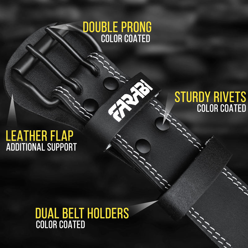 Farabi Sports Powerlifting Belt 100% Genuine Leather Weight Lifting Belt 4" wide Gym Belt Men and Women Weightlifting Belt for Gym Training Bodybuilding and Workout belt Black Small