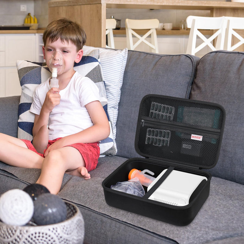 BOVKE Case for Smart Nebulizer for Breathing Problems, Desktop Inhaler Nebulizer for Adults and Kids, Digital Asthma Jet Nebulizer Machine Bag for Home Use, Space for Masks, Tubing, Black+Black - BeesActive Australia