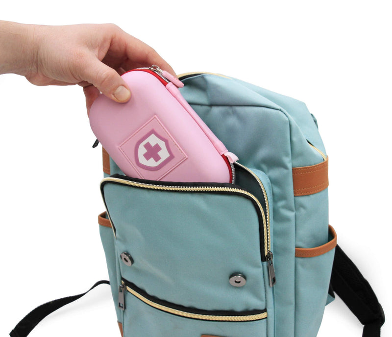 CASEMATIX Pink Compact Insulated Asthma Inhaler Travel Bag Case Compatible with Chamber Inhaler Spacer, Masks and More - Does Not Fit Spacers Longer Than 6.25 inches, Includes CASE ONLY - BeesActive Australia