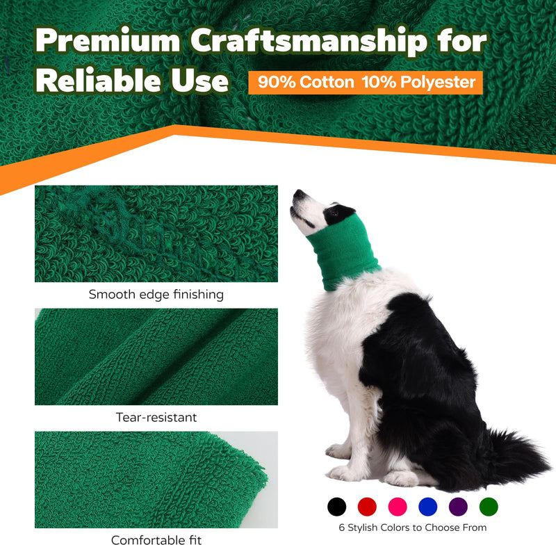 Dog & Cat Calming Band Cat Anxiety Relief Cover,Double Layer Thickened Pet Ears Elastic Neck Band Noise Cancelling Ear Muffs for Anxiety Relief/Noise Protection,Grooming,Thunder,Fireworks Medium Green