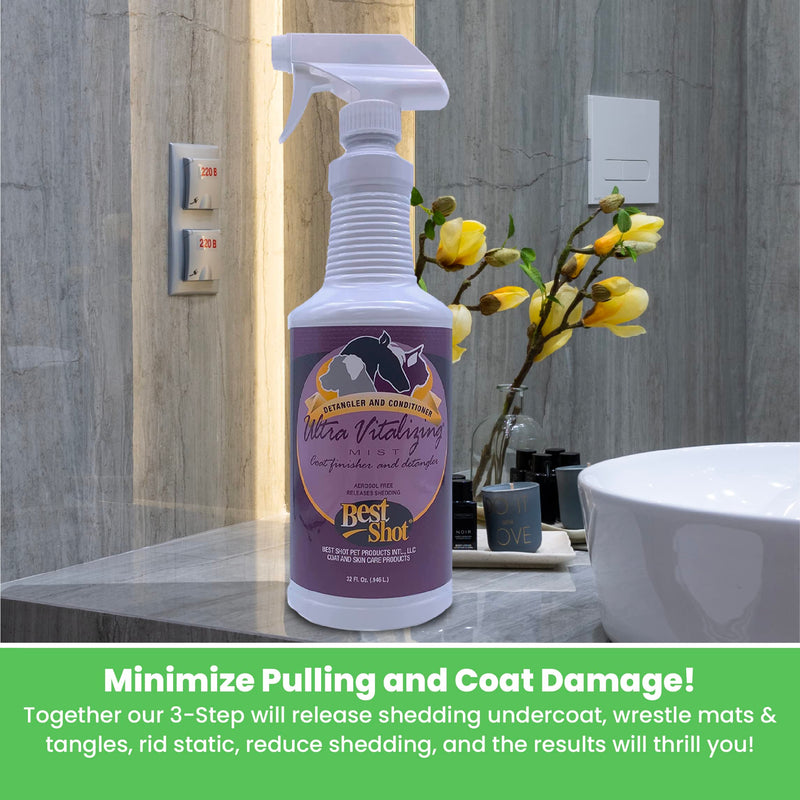 Best Shot Ultra-Vitalizing Mist Detangler and Conditioner with Pet Coat Release Technology, Moisturizing Conditioner for Dogs, Cats, and Horses, Hypoallergenic, 32 Oz. 32 oz. - BeesActive Australia