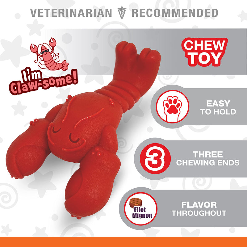 Nylabone Power Chew Lobster Dog Chew Toy, Cute Dog Toys for Aggressive Chewers, Filet Mignon Flavor, Small/Regular (1 Count) Red Medium/Wolf (1 Count) - BeesActive Australia