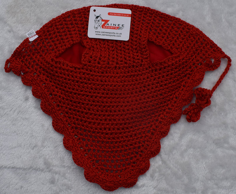 Horse Ear Bonnet Ear Net Hat Fly Bonnet Hood Mask Fly Veil Full Hand Made Cotton (Horse/Full, RED) Horse / Full - BeesActive Australia