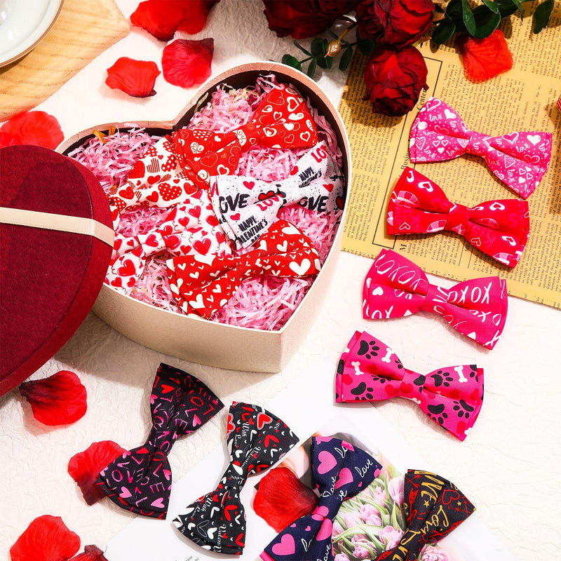 30 Pieces Valentines Dog Collar Bow Christmas Dog Bows Collar Attachments with Elastic Bands Dog Collar Detachable Charms for Dogs Collar Grooming Accessories Valentines Costume - BeesActive Australia