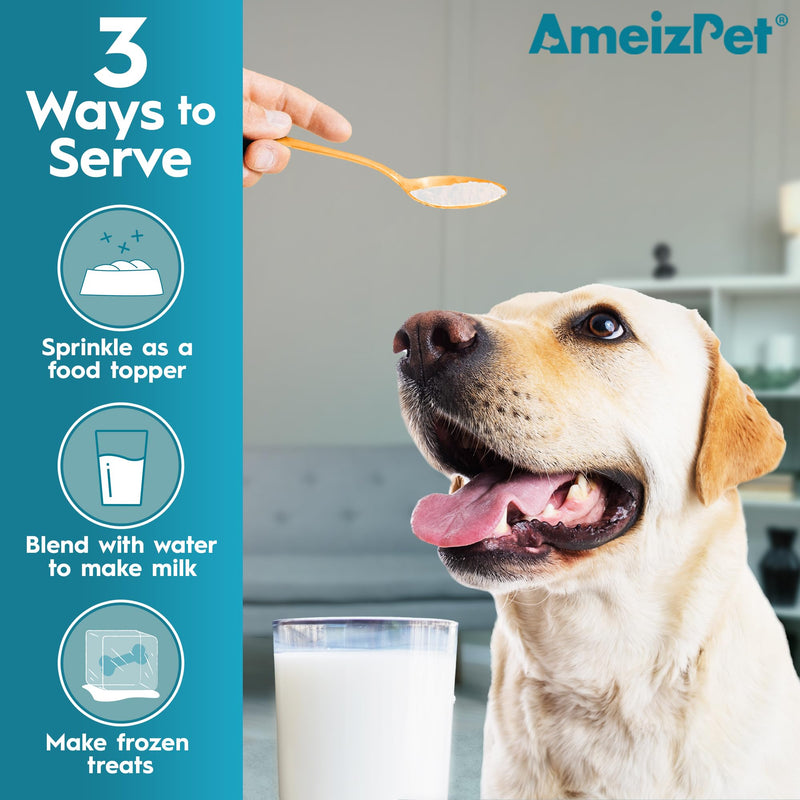 AmeizPet 100% Natural Goats Milk Powder For Dogs, Powder To Create Delicious Goat Milk, Perfect for Hydration, Nutrient Rich Sensitive Tummy Dog Food Topper, 100g (3.5 Oz.) Goat milk powder 100 g (Pack of 1)