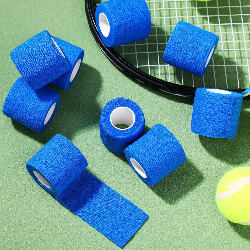 Treela 48 Pack Self Adhesive Wrap Bandage Bulk, 2 Inches x 5 Yards Self Adherent Cohesive Bandage Elastic Athletic Tape Breathable Wound Tape for Stretch Athletic Sports Wrist Ankle(Blue) Blue 2 Inch X 5 Yards - BeesActive Australia