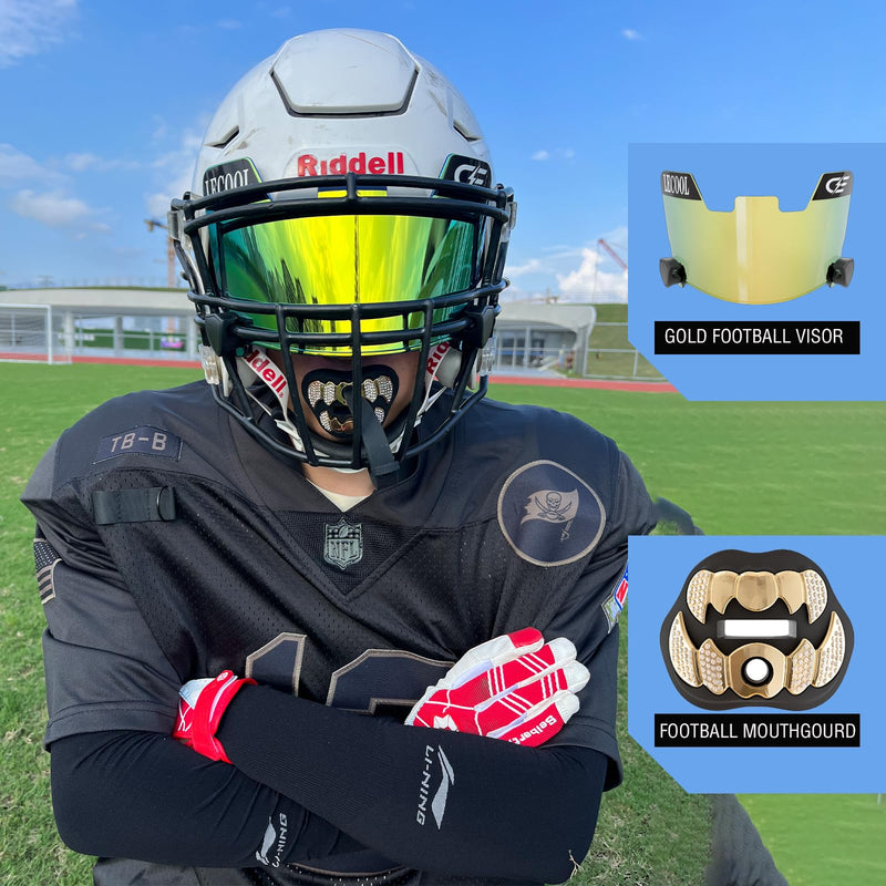 LeCool Football Mouth Guard with Connected Strap- 3D Beast Chrome Adult and Youth Mouth Guard-Mouth Piece for Sports for Maximum Air Flow and Teeth Protection Black With Diamonds - BeesActive Australia