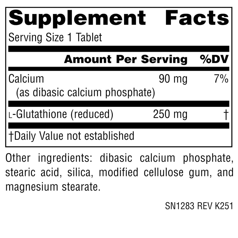 Source Naturals Reduced Glutathione, 250mg - 60 Vegetarian Tablets | Antioxidant Support | Liver Support*
