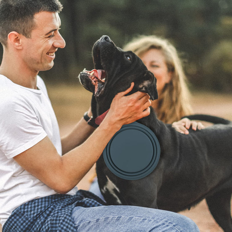 COOYOO Collapsible Dog Bowls 700ML,2 Pack Portable Collapsible Dog Water Bowls for Cats Dogs,Pet Foldable Feeding Watering Dish for Traveling Camping Walking with 2 Carabiners 01-Blue Haze+Dark Blue - BeesActive Australia