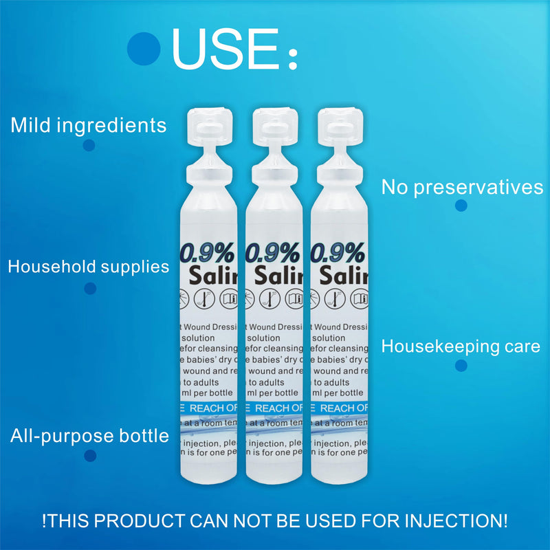 Skin and Wound Cleanser, 20-Pack Sterile Saline Solution, 0.9% Saline Solution,Wound Wash & Nasal Rinse