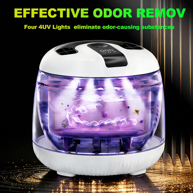 Ultrasonic Retainer Cleaner Machine 48kHz, 200ml Dental Cleaning Pod for Retainers,Aligners,Mouthguards,Toothbrush Heads,Jewelry,Portable Denture Cleaner