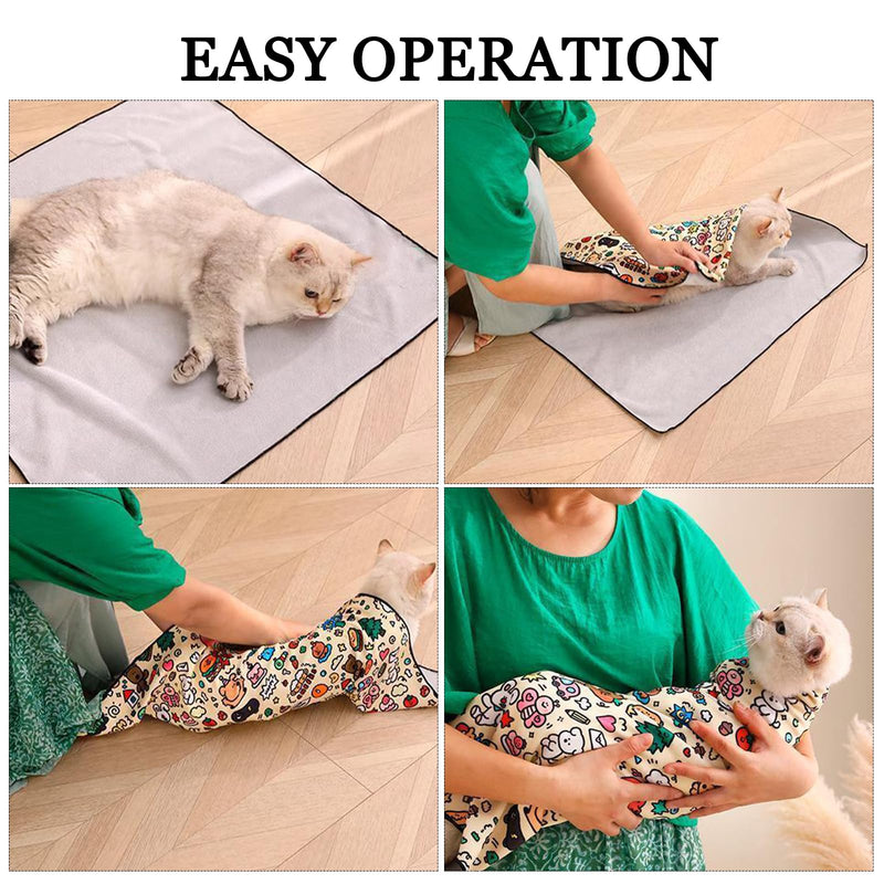 AGLOO Cat Grooming Wrap Cat Magic Mat - Self-Adherent, Anti-Scratch, Kittens Calming Wrap Restraint for Nail Clipping,Bathing (45 * 45cm) - BeesActive Australia