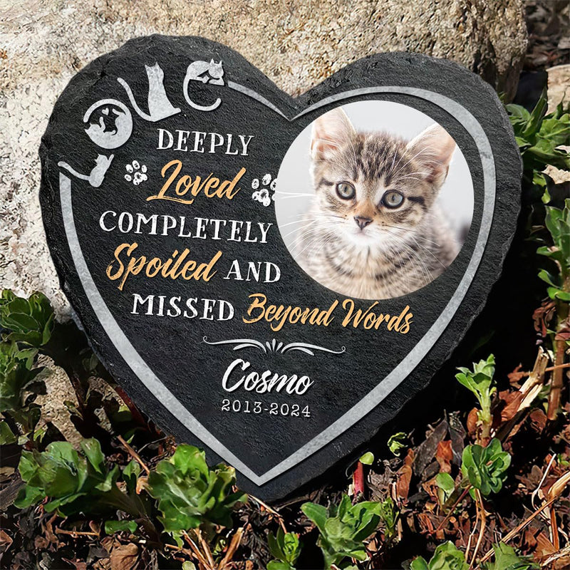 Animal gravestone, slate memorial stone, gravestone dog cat, memorial plaque gravestone, animal memorial stone in heart shape, diameter 20cm (does not support custom patterns) - BeesActive Australia