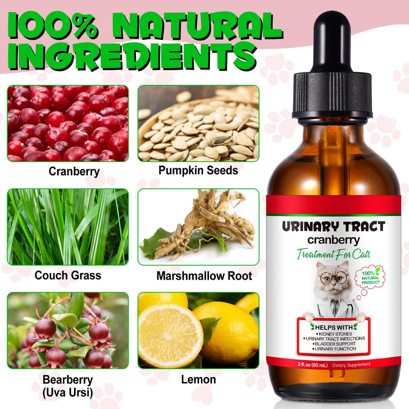 Feline Urinary Tract Health, Cat UTI Remedy, Natural Herbal Supplement, Supporting Regular Care for Urinary Health 2 fl oz