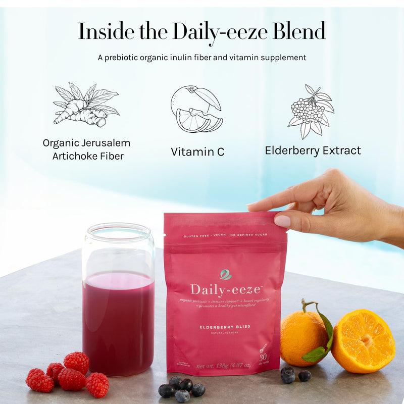 Daily-eeze Prebiotic Fiber - Prebiotic Inulin Fiber with Elderberry - Supports Digestive Wellness, Regularity & Gut Balance - Gentle Daily Supplement for Women & Men | 30 Servings