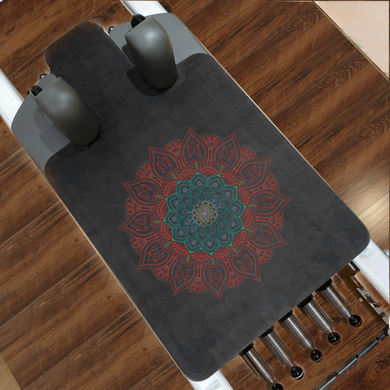 Non-Slip Pilates Reformer Mat Cover for Pilates Reformer Machine Equiment Extra Thick 1.5mm, 39 * 24inch,Mandala Flower Pantern Red