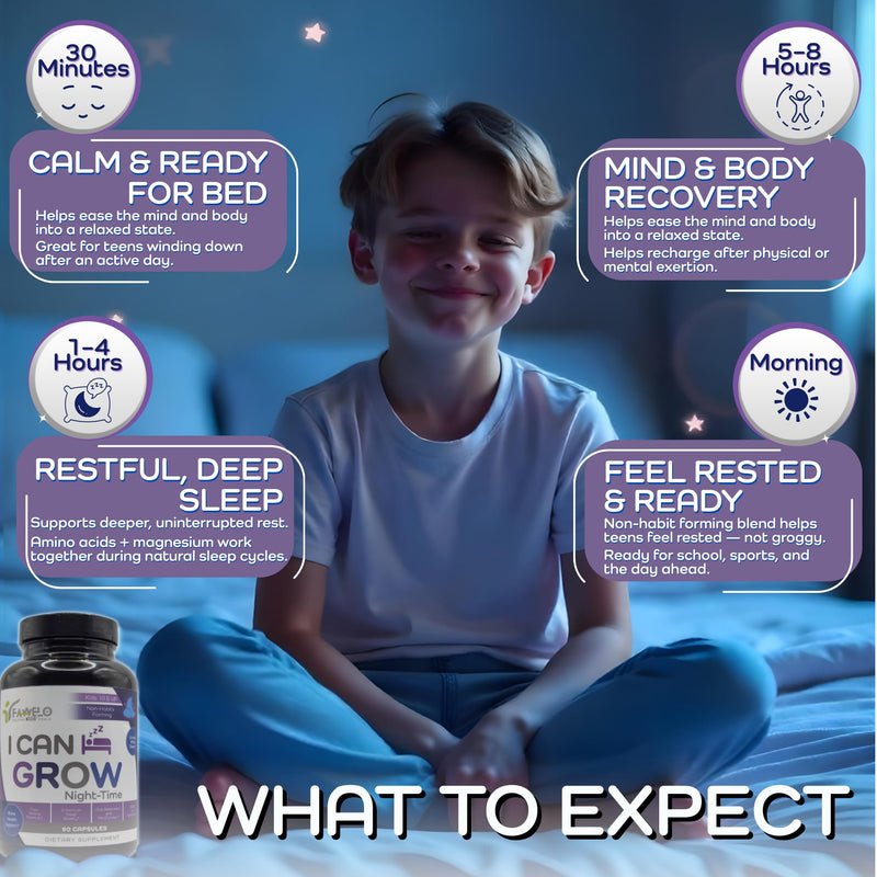 I Can Grow NightTime Kids Vitamins Multivitamin Sleep Aid | Magnesium for Kids with Magnesium Bisglycinate | Natural Calm & Recovery | magnesio complex | Vitaminas para Niños con Glicinato de Magnesio