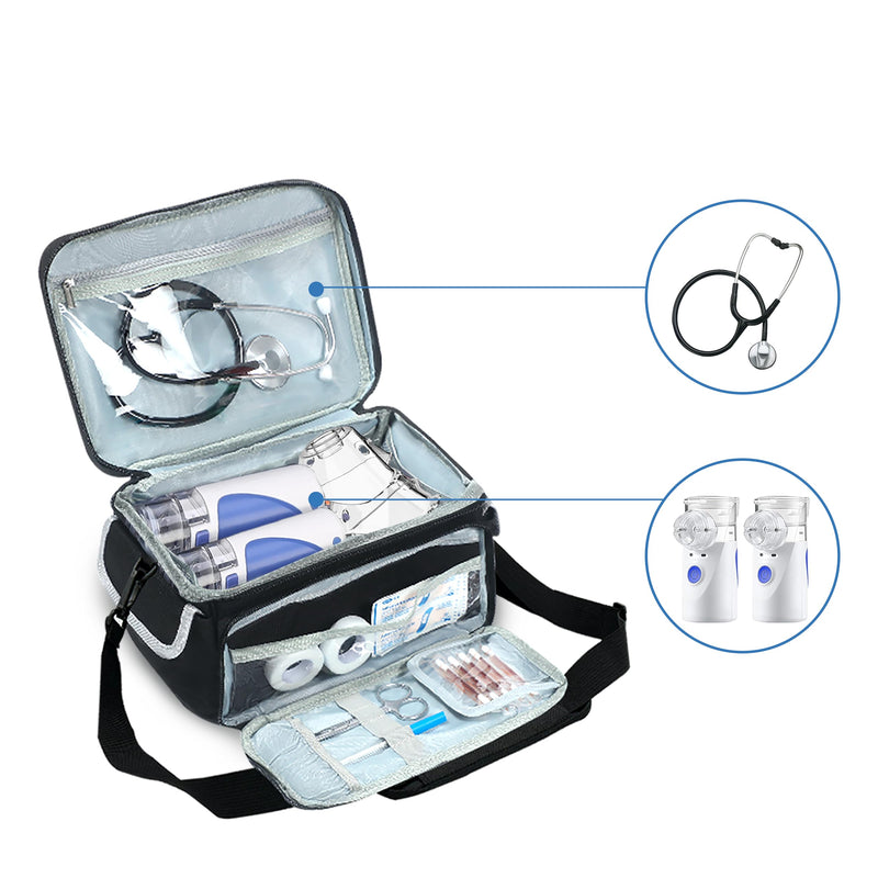 Nebulizer Carrying Case with Shoulder Strap, to Store Desktop or Portable Nebulizer, Nebulizer Mask, Tubing and Medicine | Clinical Bag for Nursing Students
