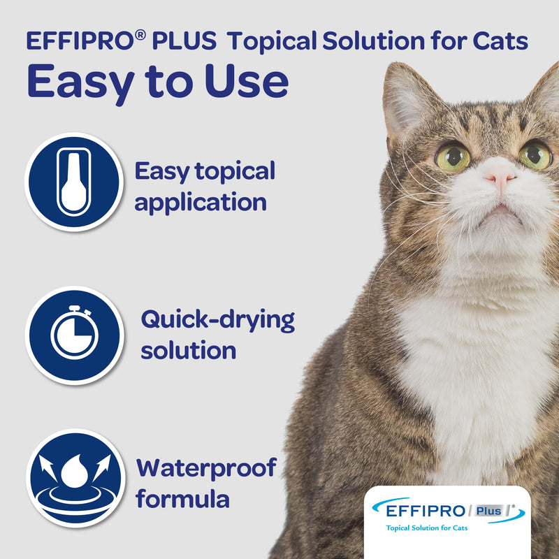 Virbac EFFIPRO Plus Topical Solution for Cats Over 1.5 lbs, 3 Month Supply, Non-Perishable