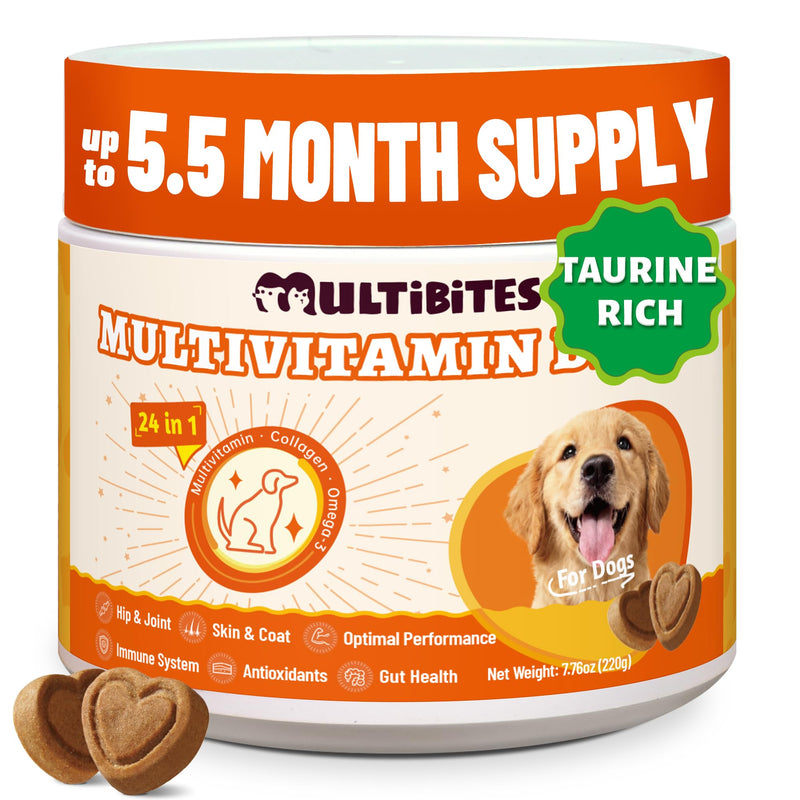 220g Vitamins Supplements and Taurine for Dogs - Multivitamin for Dog Chewables with Glucosamine,Omega 3,MSM - Support Hip & Joint,Skin and Coat,Immunity,Digestive Health
