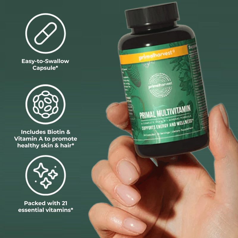 Primal Harvest Multivitamin - Daily Supplement, Gluten & Soy Free 30 Count (Pack of 2)