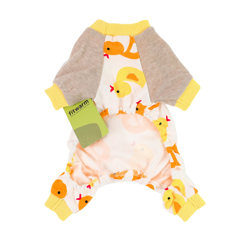 Fitwarm Duck Dog Pajamas, Cute Dog Clothes for Small Dogs Boy Girl, Pet Onesie Cat Clothing, 100% Breathable Cotton, Yellow, XL X-Large - BeesActive Australia
