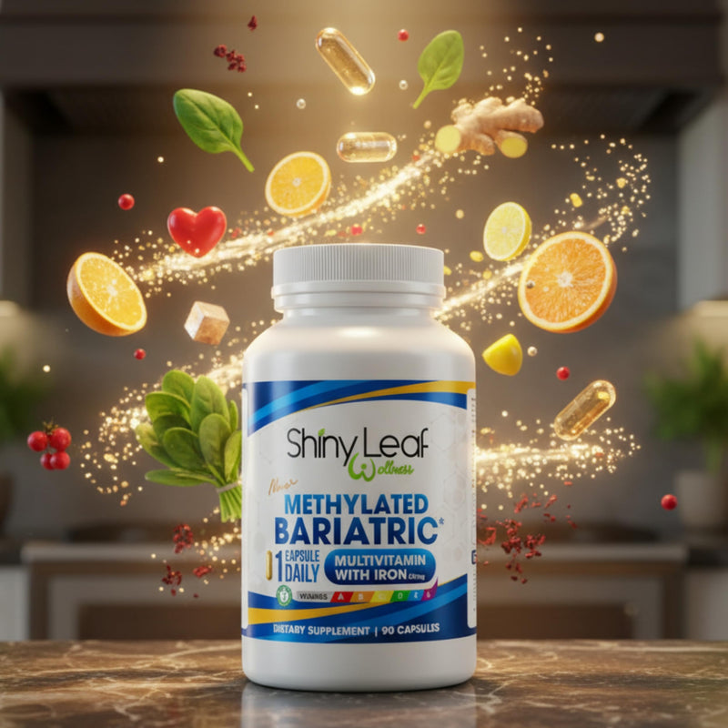 Shiny Leaf Bariatric Multivitamin with Iron 45 mg, Once Daily, 180 Count | Vitamins A, D, E, K, methylated folate and B12, meets ASMBS guidelines, vegetarian, soy-free, easy-swallow capsules 90 Count (Pack of 2)