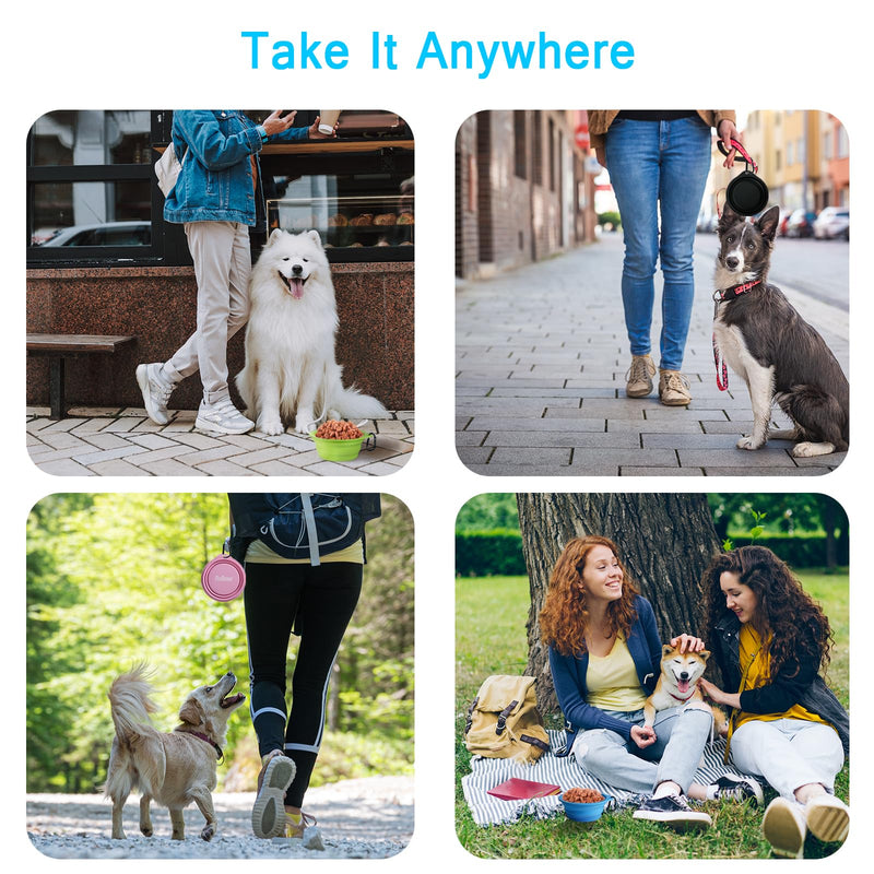 PetBonus 2-Pack Silicone Collapsible Dog Bowls, BPA Free Dishwasher Safe, Portable Foldable Expandable Travel Bowl, Food Water Feeding Cup Dish for Dogs Cats with 2 Carabiners (Turquoise, Tan) 20 Oz Turquoise, Tan - BeesActive Australia