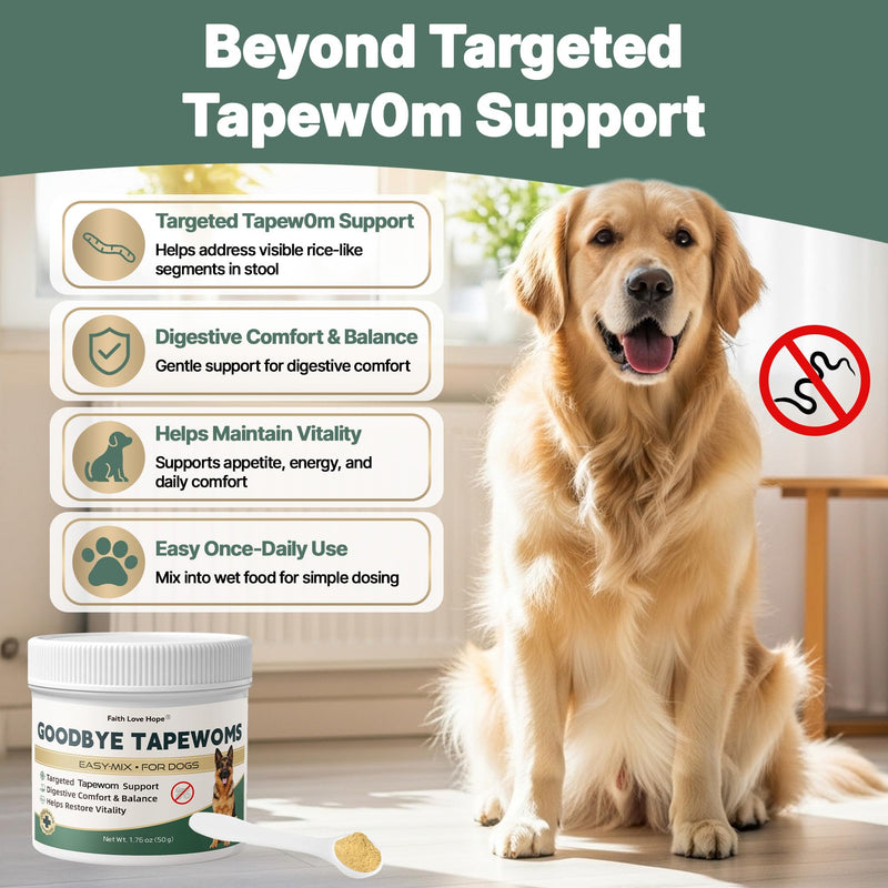 Goodbye Tαpew0ɾms, Tαpew0ɾm Treatment for Dogs & Puppies 6 Weeks+, Fast Acting Formula, Supports Internal Cleanse, Digestive Comfort, Vitality & Energy, Gentle & Easy-to-Mix Powder