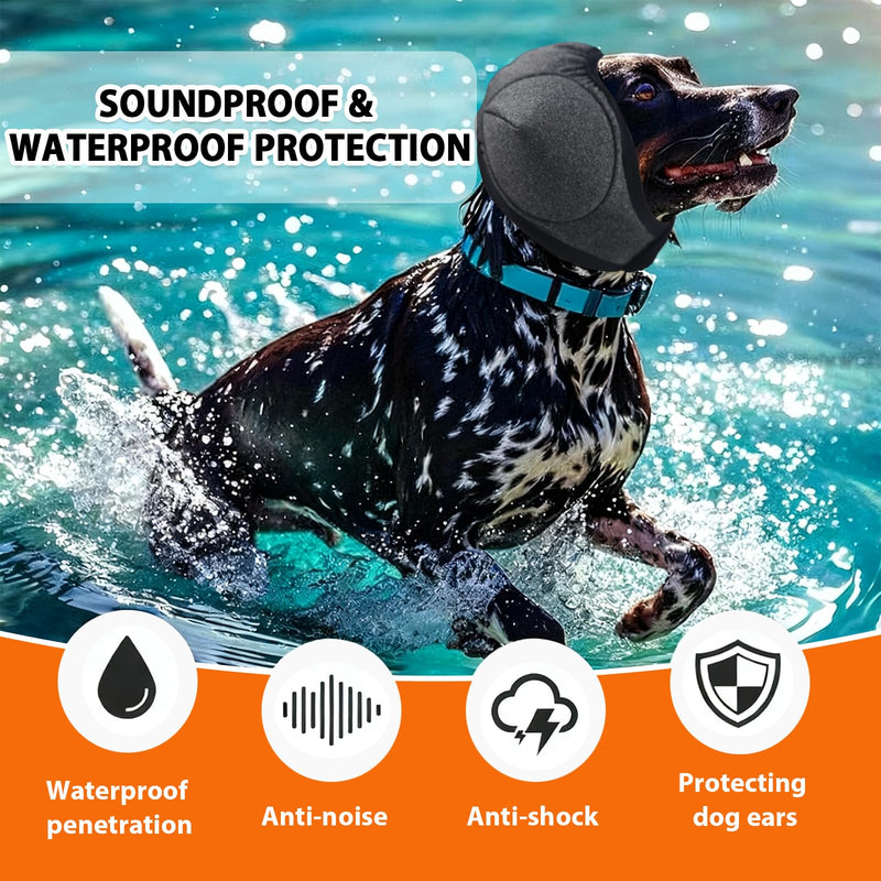 Triangle-Design Dog Ear Covers – Upgraded Water-Resistant Ear Protection for Dog Bathing, Grooming & Swimming, Adjustable Reusable Wrap for Noise & Blow-Dry Relief (Grey, M)