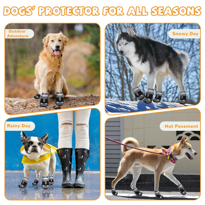 Dog Shoes for Large Small Medium Size Dogs,Dog Boots & Paw Protectors to Prevent Licking,Dog Booties with Reflective for Outdoor Winter Snow, Hiking,Hot Pavement,Hardwood Floors(Black Grey,Size3) Black Grey 3 - BeesActive Australia