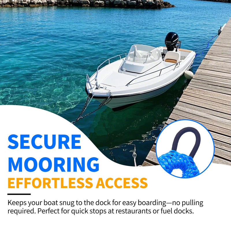Bungee Dock Lines for Boats – Heavy-Duty Elastic Anchor Rope with Hooks – Secure Boat Dock Lines, Potoon Mooring & PWC Tie Downs (Blue, 7ft) Blue
