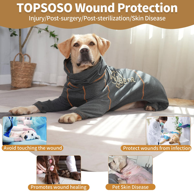 TOPSOSO Dog Bodysuit with Legs with Zipper Prevent Contact with Wounds Dog Bodysuit After Surgery Elasticity Breathability Onesie for Dogs Dog Onesie Suitable for Large Dogs (Gray XL) Grey - BeesActive Australia