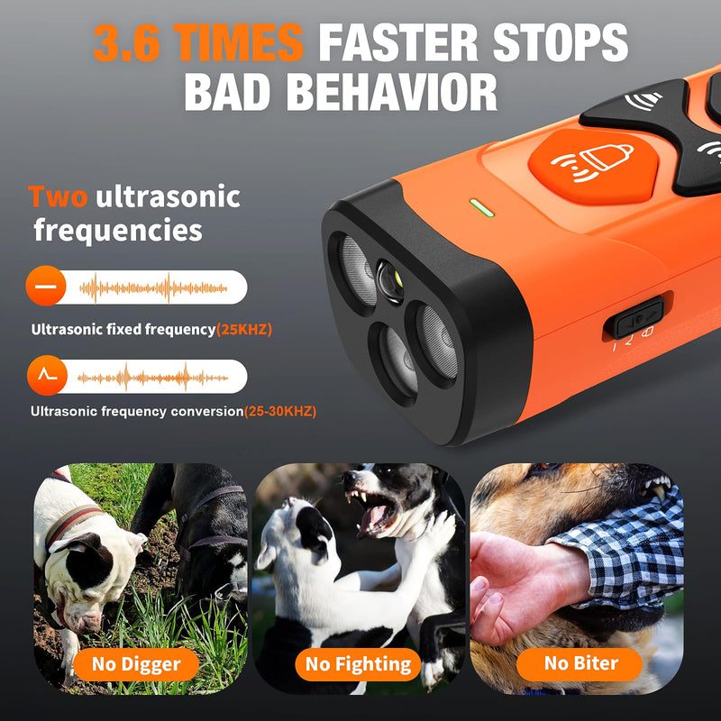 2025 Ultrasonic Dog Bark Control Device | Rechargeable Anti Barking Device with 35FT Long Range, No Shock Humane Dog Trainer, One Button Bark Deterrent for Indoor & Outdoor Training