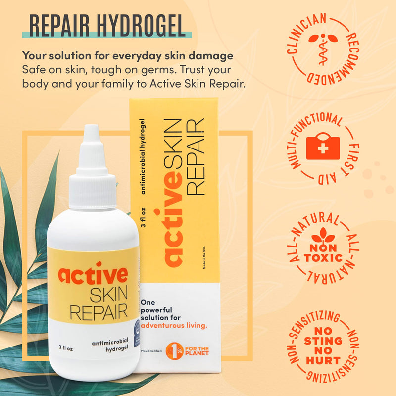Active Skin Repair First Aid Healing Skin Hydrogel - Natural & Non-Toxic Repairing Ointment with Hypochlorus Acid for Minor Cuts, Wounds, Scrapes, Rashes, Sunburns, & More, 3 oz 3 Fl Oz (Pack of 1) - BeesActive Australia